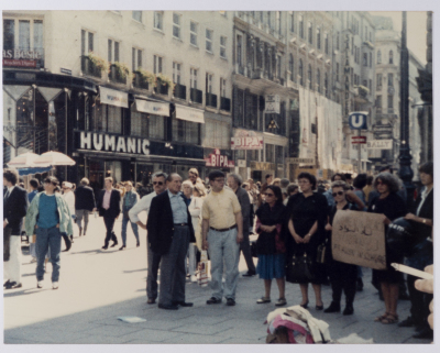 A protest in front of the American Embassy in 1987