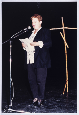 A portrait of a woman; a member of the Movement of Democratic Women in Nazareth