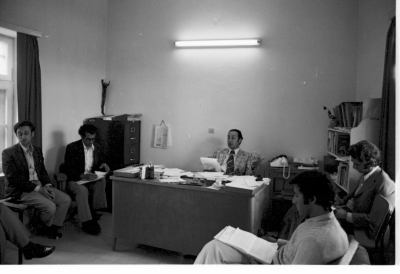 اجتماع في جامعة بيرزيت خلال الثمانينيات 