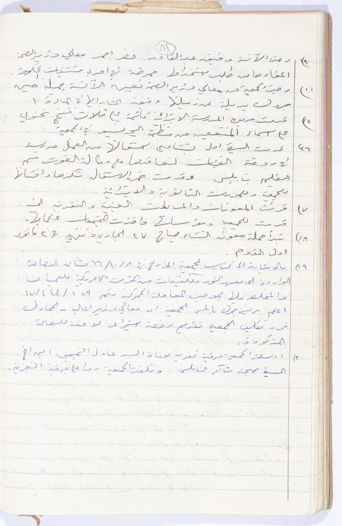 Minutes of the Meeting of the Administrative Body of the Arab Women Union Society, Nablus, 1966