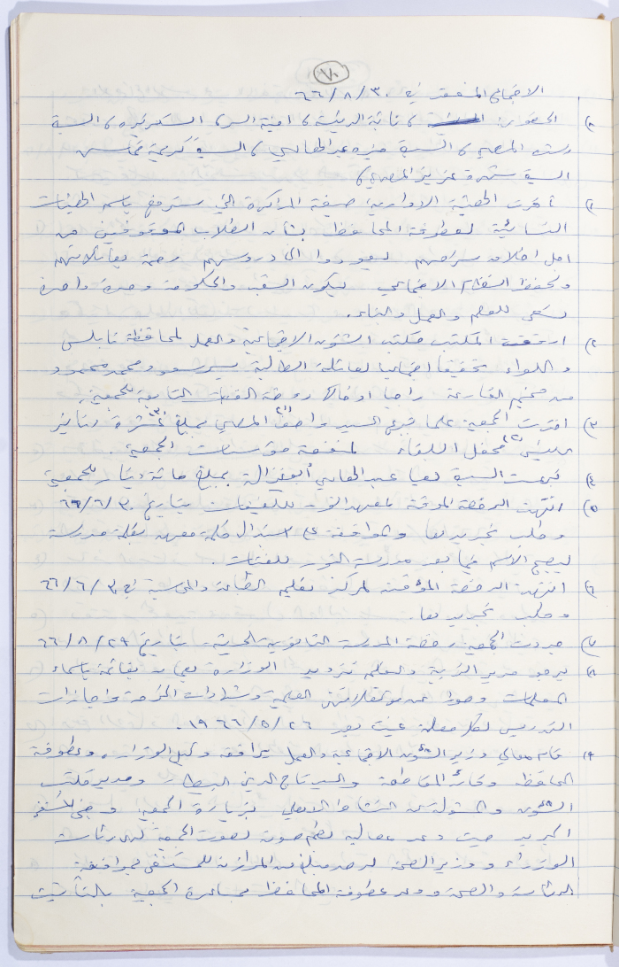 Minutes of the Meeting of the Administrative Body of the Arab Women Union Society, Nablus, 1966
