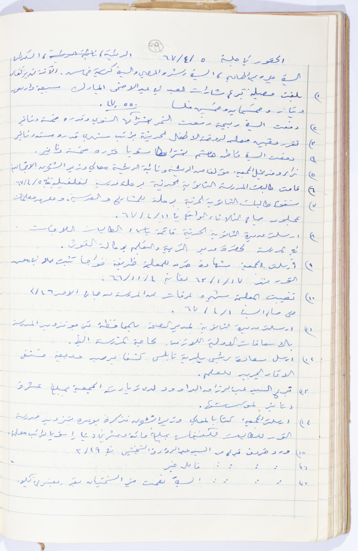 محضر اجتماع الهيئة الإدارية لجمعية الاتحاد النسائي العربي، نابلس، 1967