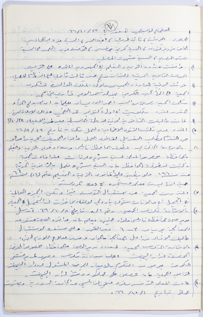 Minutes of the Meeting of the Administrative Body of the Arab Women Union Society, Nablus, 1966
